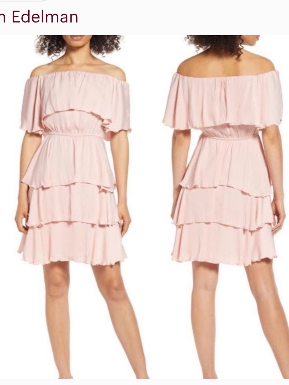 Sam Edelman Blush Pink Off-Shoulder Tiered Mini Dress
